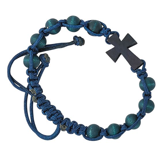 BLUE CORDED CROSS BRACELET
