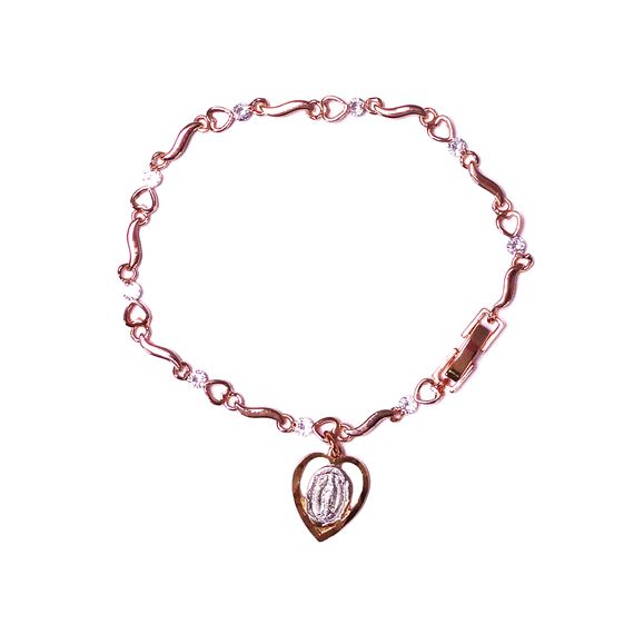 ROSE GOLD HEART AND CRYSTAL BRACELET