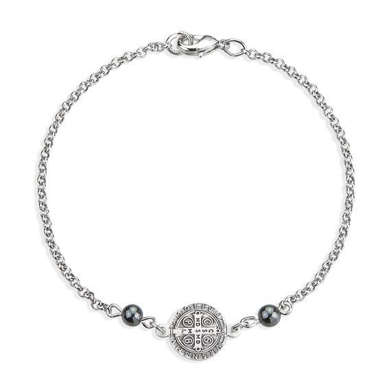 ST. BENEDICT BRACELET WITH HEMATITE BEADS