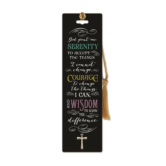 SERENITY PRAYER - LAMINATED BOOKMARK WITH CROSS PIN