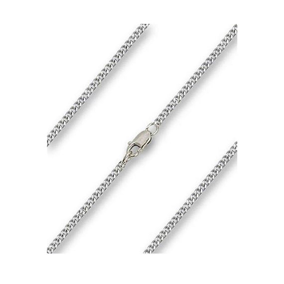 STERLING SILVER HEAVY CURB CHAIN WITH CLASP - 18"