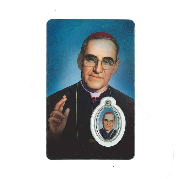 ST. OSCAR ARNULFO ROMERO HOLY CARD WITH MEDAL