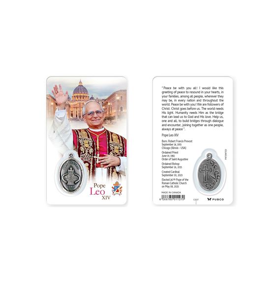 POPE LEO XIV - HOLY CARD WITH MEDAL