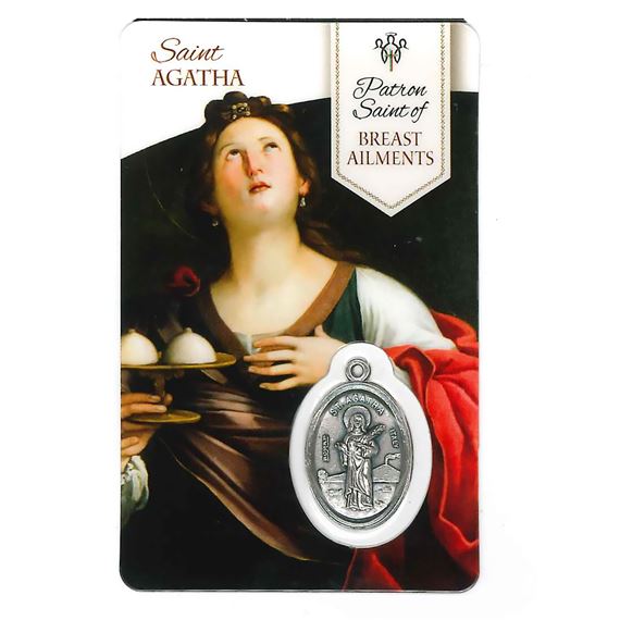 HEALING SAINT AGATHA - HOLY CARD WITH MEDAL