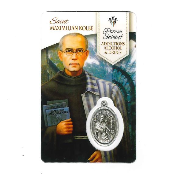 HEALING SAINT MAXIMILIAN - HOLY CARD WITH MEDAL