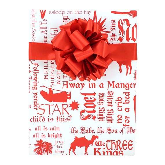 CHRISTMAS CAROLS RED & WHITE GIFT WRAP