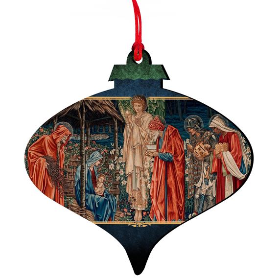 ADORATION OF THE MAGI TAPESTRY WOOD ORNAMENT