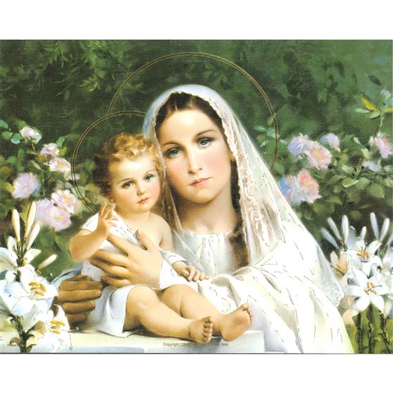 MADONNA OF THE LILIES -  UNFRAMED PRINT - 10" x 8"