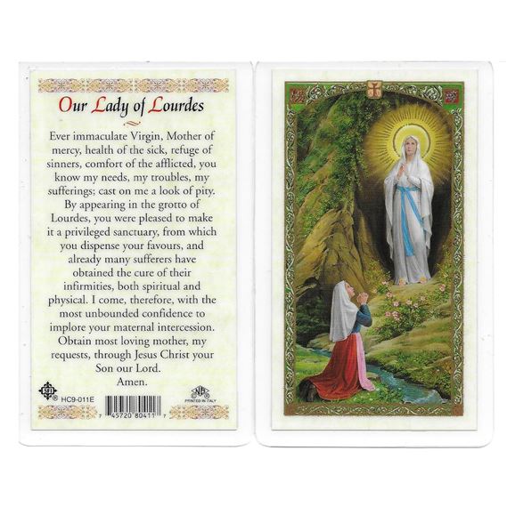 LAMINATED HOLY CARD - O.L. OF LOURDES