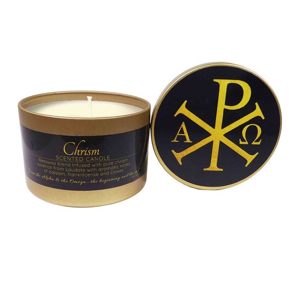 CHRISM SCENTED (CHI-RHO) - BIBLICAL OIL DEVOTIONAL CANDLE - 51% BEESWAX