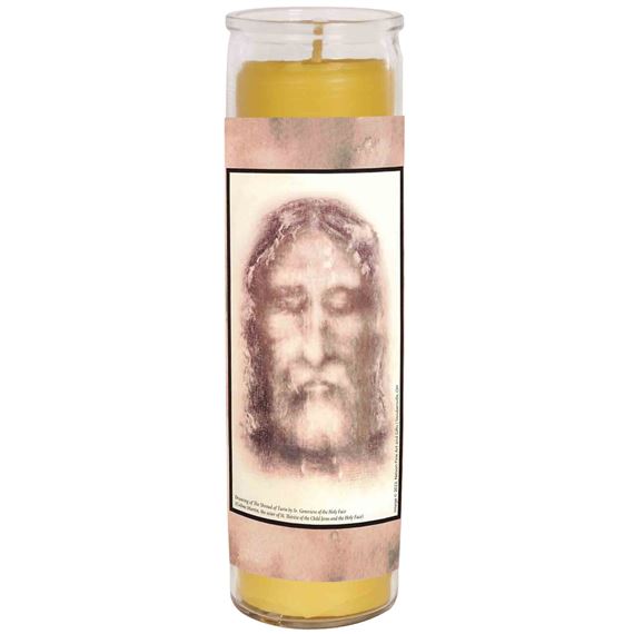 100% BEESWAX - SHROUD OF TURIN (PRAYER FOR SINNERS - BY ST THERESE OF LISIEUX & A NATIONAL PRAYER 2 CHRON 7:14) -DEVOTIONAL CANDLE