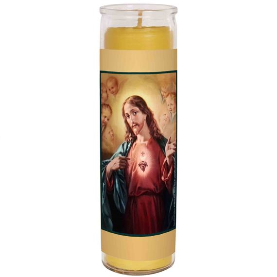 100% BEESWAX - SACRED HEART OF JESUS - DEVOTIONAL CANDLE