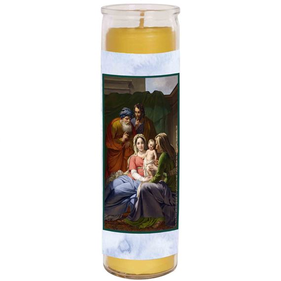 100% BEESWAX - HOLY FAMILY WITH GRANDPARENTS (PRAYER FOR THE FAMILY) - DEVOTIONAL CANDLE