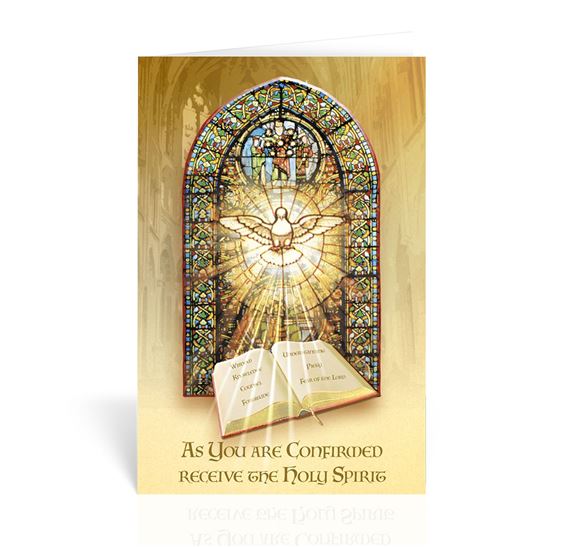 CONFIRMATION GREETING CARD - HOLY SPIRIT STAINED GLASS