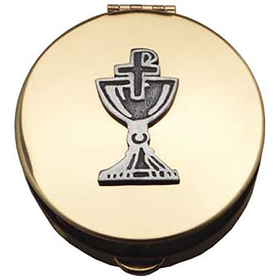 CHALICE AND CROSS BRASS PYX