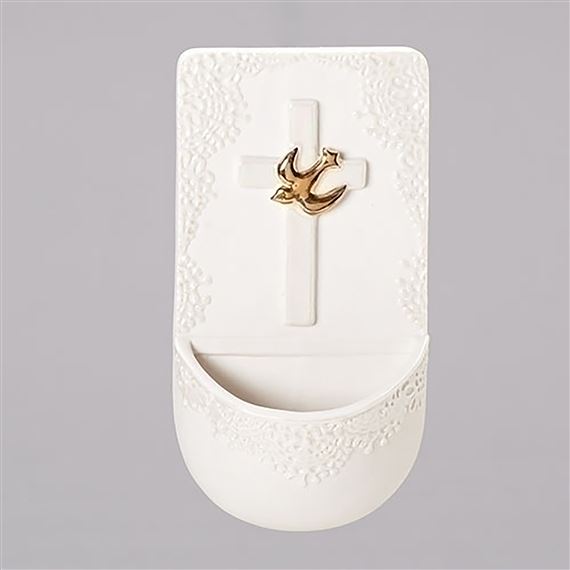 HOLY SPIRIT HOLY WATER FONT WITH LACE DETAIL