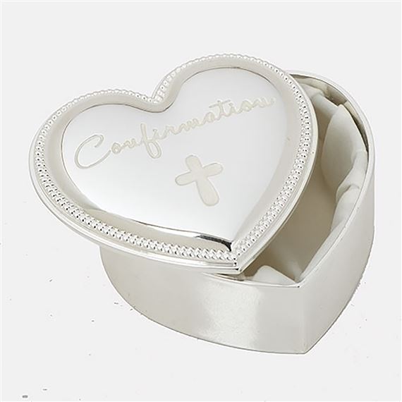 CONFIRMATION HEART SHAPED ROSARY BOX