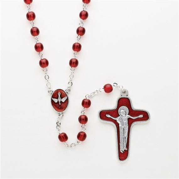 CONFIRMATION ROSARY WITH ENAMEL COMPASSION CROSS