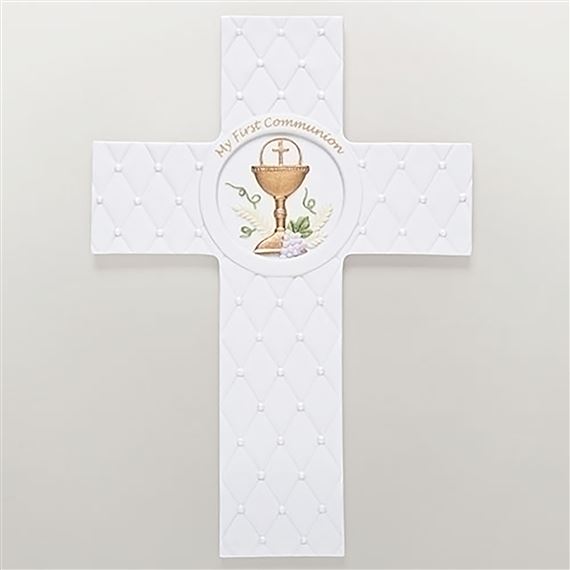 QUILTED PORCELAIN FIRST COMMUNION CROSS