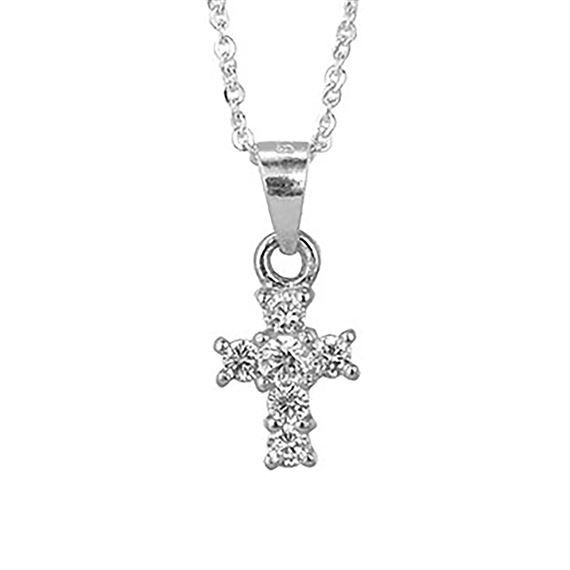 TINY CUBIC ZIRCONIA STERLING CROSS