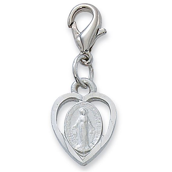 CLIP-ON HEART SHAPED MIRACULOUS MEDAL