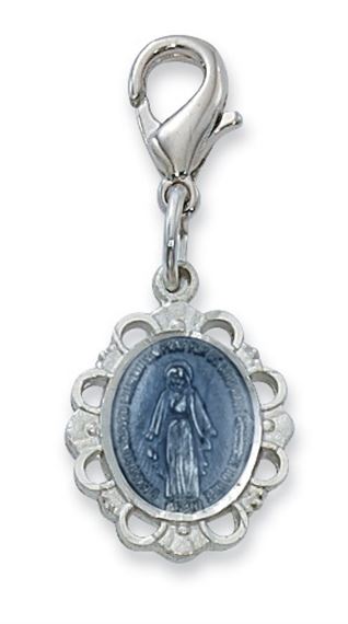 CLIP-ON MIRACULOUS MEDAL WITH BLUE ENAMEL