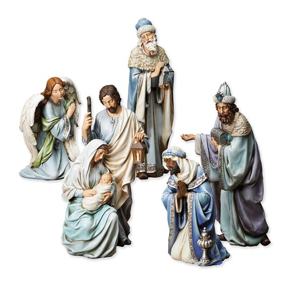 BLUE TONE 5 PIECE NATIVITY SET