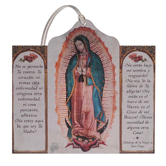 SPANISH OUR LADY OF GUADALUPE TRIPTYCH ORNAMENT