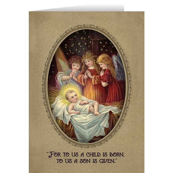 VINTAGE ANGELS IN ADORATION CHRISTMAS CARDS (BOX OF 25)