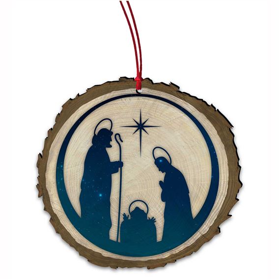 VINTAGE NATIVITY WOOD ORNAMENT