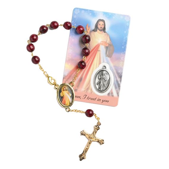DIVINE MERCY AUTO ROSARY WITH PRAYER CARD