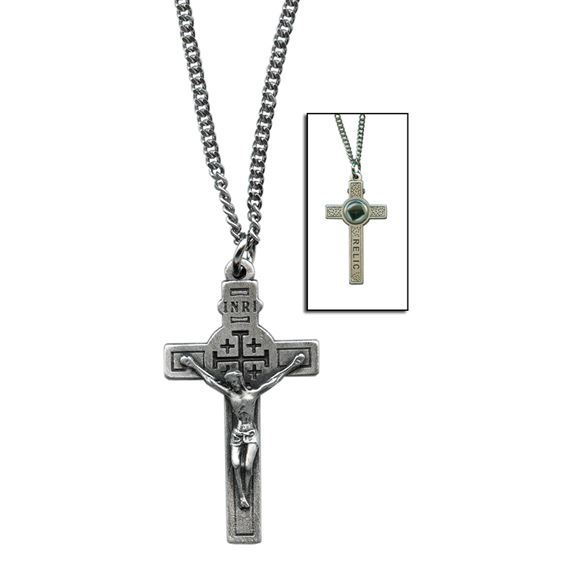 JERUSALEM CRUCIFIX WITH CLOTH TOUCHED TO THE TOMB OF JESUS