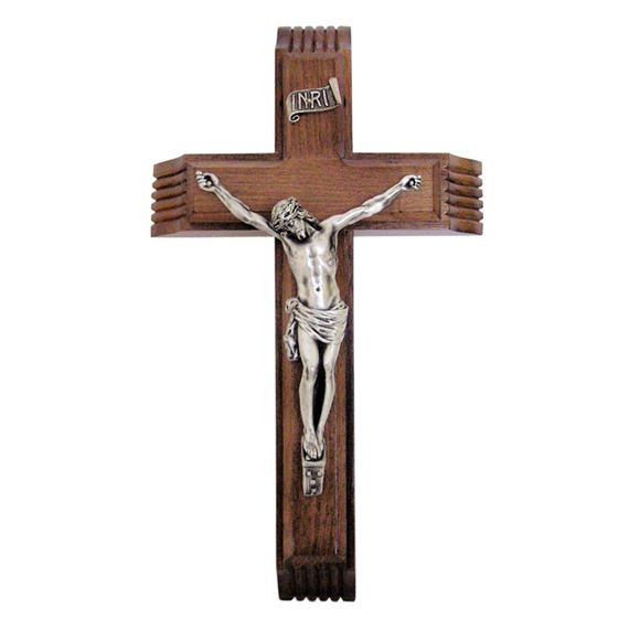 WALNUT ADORATION CRUCIFIX - 12"