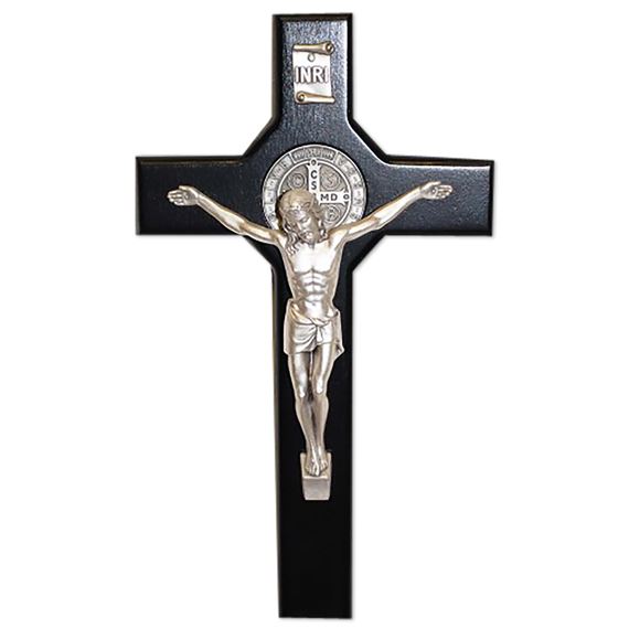 BLACK WOOD ST. BENEDICT WALL CRUCIFIX