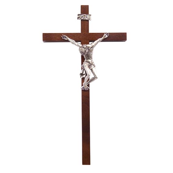 WALNUT PAINED JESUS CRUCIFIX