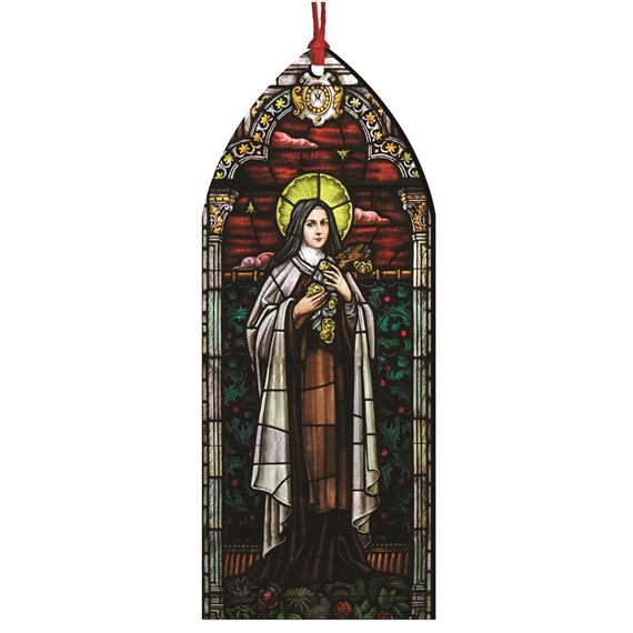 ST THERESE OF LISIEUX STAINED GLASS WOOD ORNAMENT