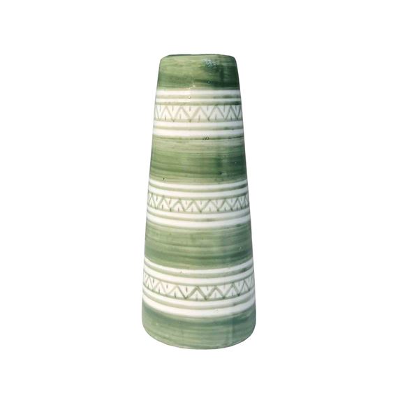 HANDPAINTED TAPER CANDLE STICK/BUD VASE WITH CANDLE (BY MONASTERY OF BETHLEHEM)  - SAGE GREEN