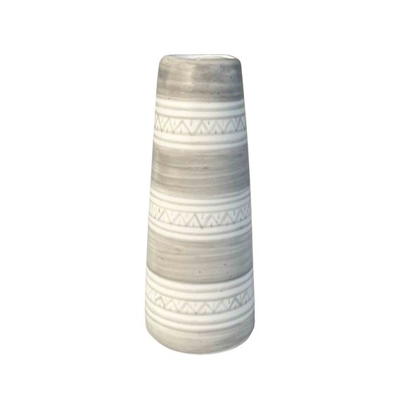 HANDPAINTED TAPER CANDLE STICK/BUD VASE WITH CANDLE (BY MONASTERY OF BETHLEHEM) - SILVER GREY