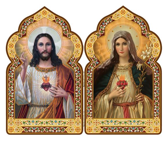 SACRED HEART  OF JESUS AND IMMACULATE  HEART OF MARY DIPTYCH