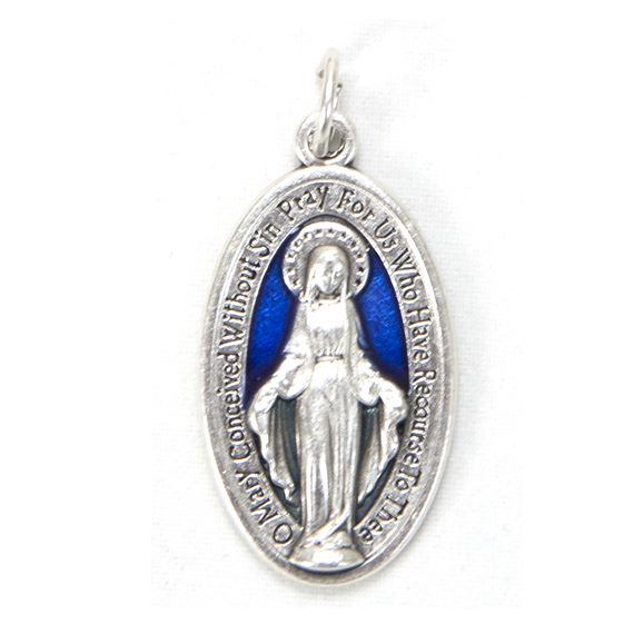 MIRACULOUS MEDAL WITH BLUE ENAMEL