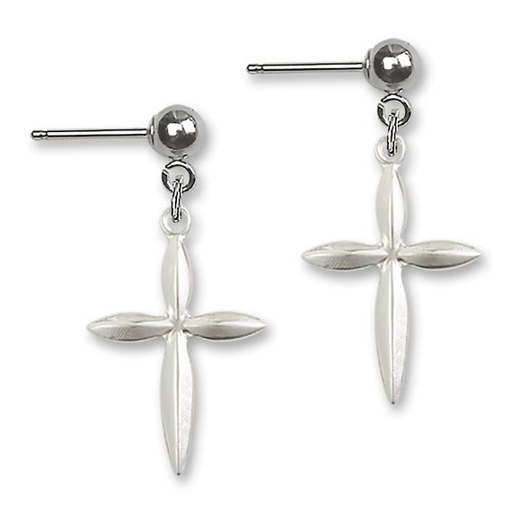 Cross Ball Post Earrings