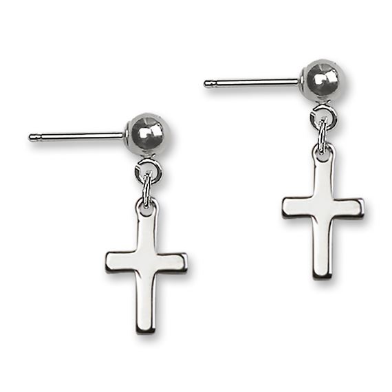 Ball Post Cross Earrings