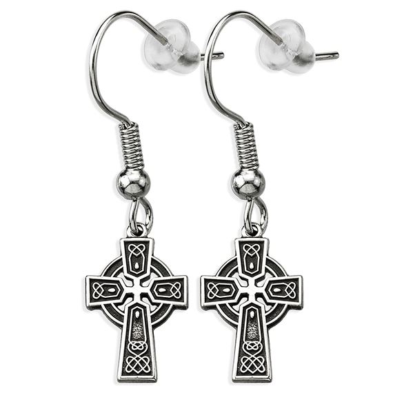 STERLING SILVER IRISH CELTIC CROSS EARRINGS