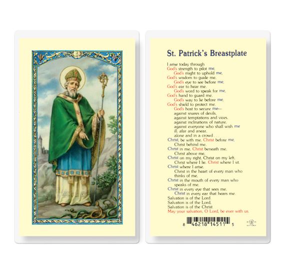 LAMINATED HOLY CARD - BREASTPLATE OF ST. PATRICK