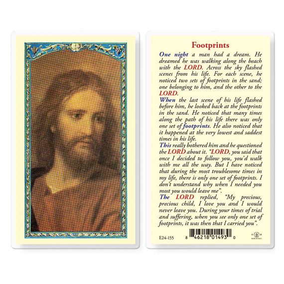 LAMINATED HOLY CARD - FOOTPRINTS