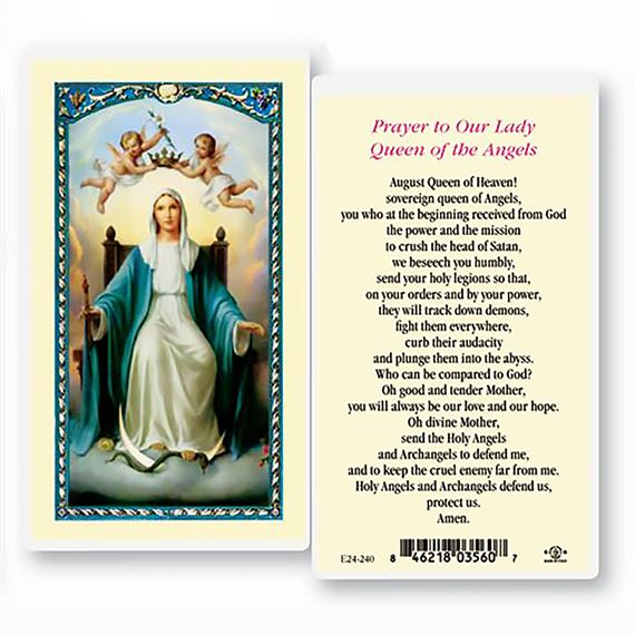 LAMINATED HOLY CARD - QUEEN OF THE ANGELS