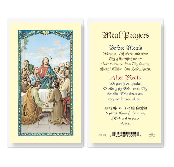 LAMINATED HOLY CARD MEAL PRAYER