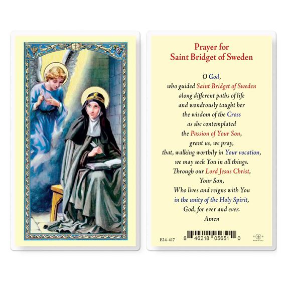 LAMINATED HOLY CARD - SAINT BRIDGET OF SWEDEN