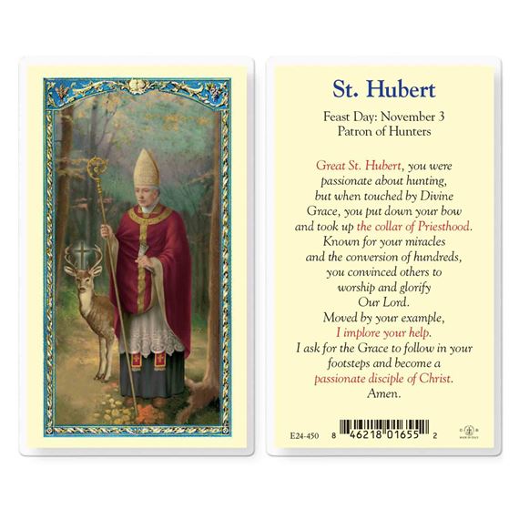 LAMINATED HOLY CARD - ST. HUBERT