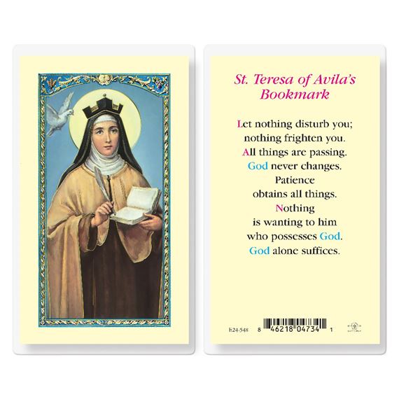 LAMINATED HOLY CARD - ST. TERESA OF AVILA